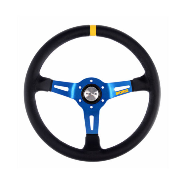 MOMO MOD.08 – BLUE SPOKE LEATHER STEERING WHEEL