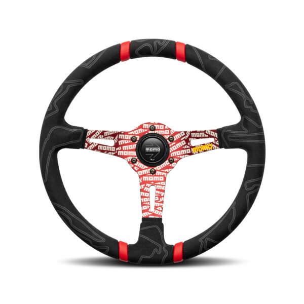 MOMO ULTRA BLACK STEERING WHEEL – RED INSERTS