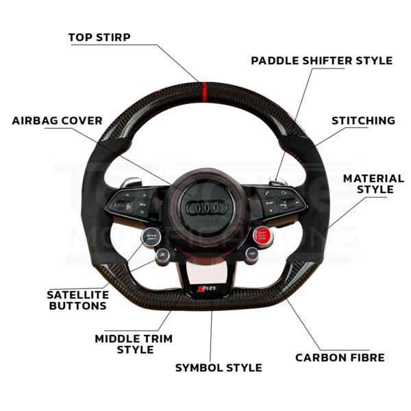 Audi R8/TT Style Customisable Steering Wheel (Fits 2010+ All Models)