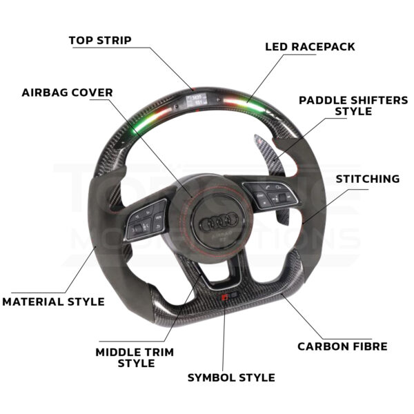 Audi RS Style Customisable Steering Wheel (Fits 2010 – 2018 All Models)