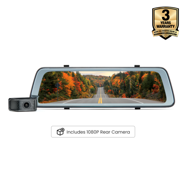 ROAD ANGEL HALO VIEW REAR VIEW MIRROR AND DASH CAM WITH 10″ TOUCH SCREEN & DUAL PARKING MODE