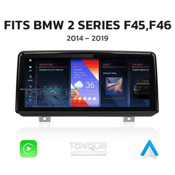 BMW 2 SERIES GRAND/ACTIVE TOURER (F45, F46) ANDROID 13 | MULTIMEDIA HD IPS TOUCHSCREEN DISPLAY + BUILT-IN WIRELESS CARPLAY & ANDROID AUTO 8.8″ – Fits: 2014 – 2019 (LHD & RHD)