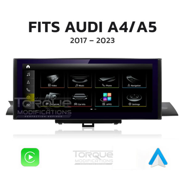 AUDI A4/A5 ANDROID 13 | MULTIMEDIA HD IPS TOUCHSCREEN DISPLAY + BUILT-IN WIRELESS CARPLAY & ANDROID AUTO 10.25″/ 12.3″ – Fits: 2017 – 2023 (LHD & RHD)