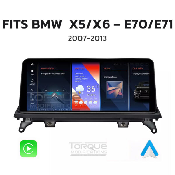 BMW X5 & X6 – E70 & E71 ANDROID 13 | MULTIMEDIA HD IPS TOUCHSCREEN DISPLAY + BUILT-IN WIRELESS CARPLAY & ANDROID AUTO 10.25″/ 12.3″ – Fits: 2007 – 2013 (LHD & RHD)