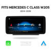 MERCEDES C CLASS W205 ANDROID 13 | MULTIMEDIA HD IPS TOUCHSCREEN DISPLAY + BUILT-IN WIRELESS CARPLAY & ANDROID AUTO 10.25″/ 12.3″ – Fits: 2014 – 2018 (LHD & RHD)