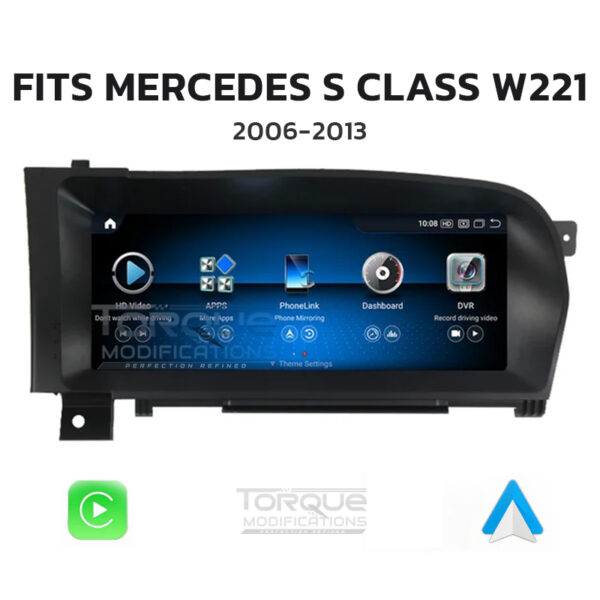 MERCEDES S CLASS W221 ANDROID 13 | MULTIMEDIA HD IPS TOUCHSCREEN DISPLAY + BUILT-IN WIRELESS CARPLAY & ANDROID AUTO 10.25″ – Fits: 2006 – 2013 (LHD & RHD)