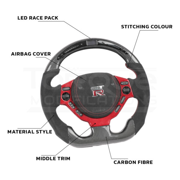 Nissan GT-R R35 Style Customisable Steering Wheel