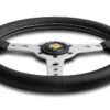 MOMO PROTOTIPO – BLACK LEATHER SILVER SPOKE STEERING WHEEL