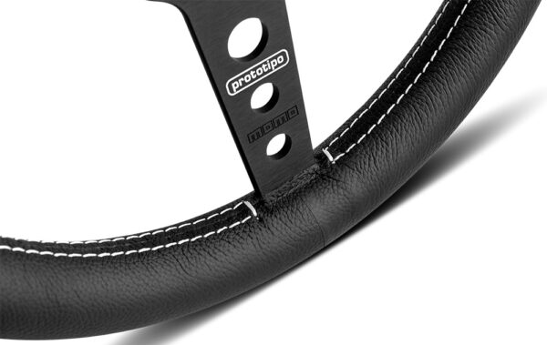 MOMO PROTOTIPO – BLACK LEATHER BLACK SPOKES STEERING WHEEL