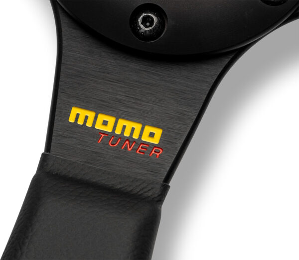 Momo Tuner- Black Leather Black Aluminium Spoke Steering Wheel